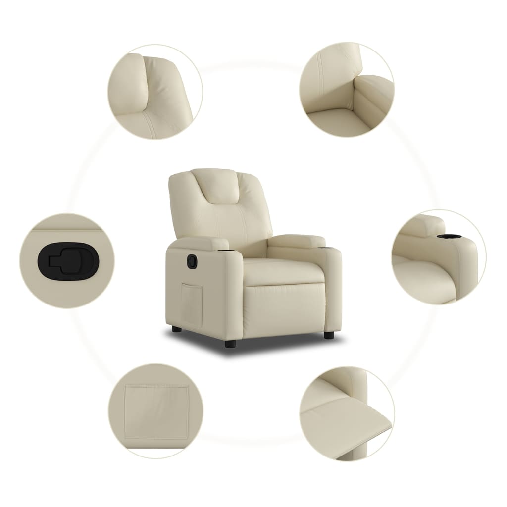 Poltrona reclinabile in similpelle color crema