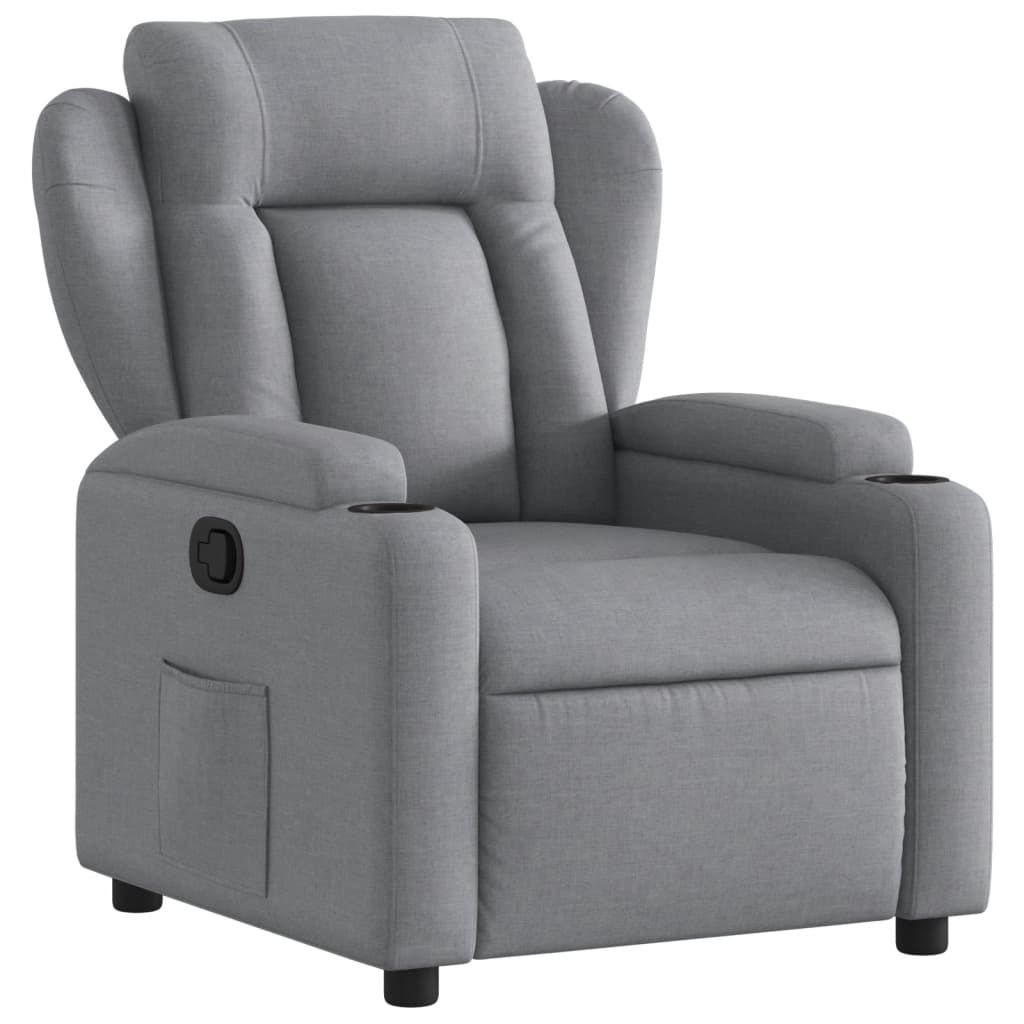 Poltrona reclinabile in tessuto grigio chiaro