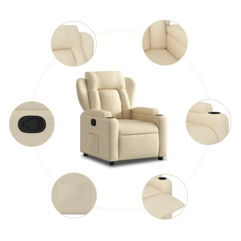 Poltrona reclinabile in tessuto color crema