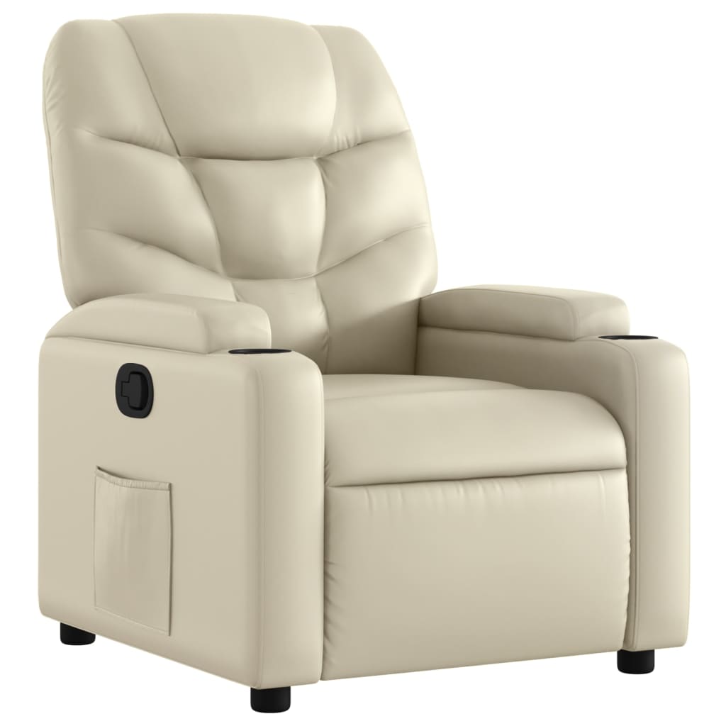 Poltrona reclinabile in similpelle color crema