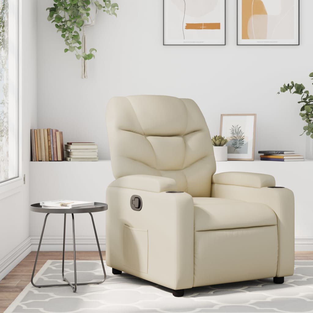 Poltrona reclinabile in similpelle color crema