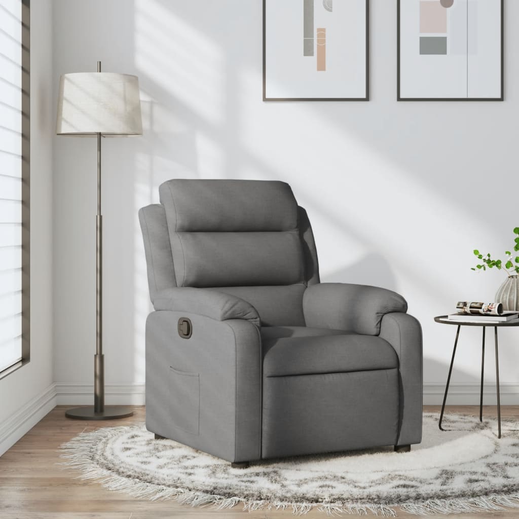 Poltrona reclinabile in tessuto grigio scuro