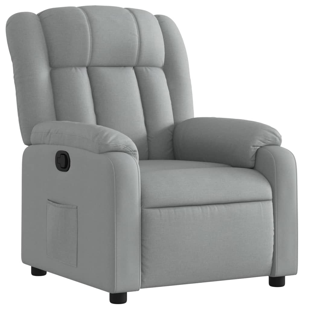 Poltrona reclinabile in tessuto grigio chiaro