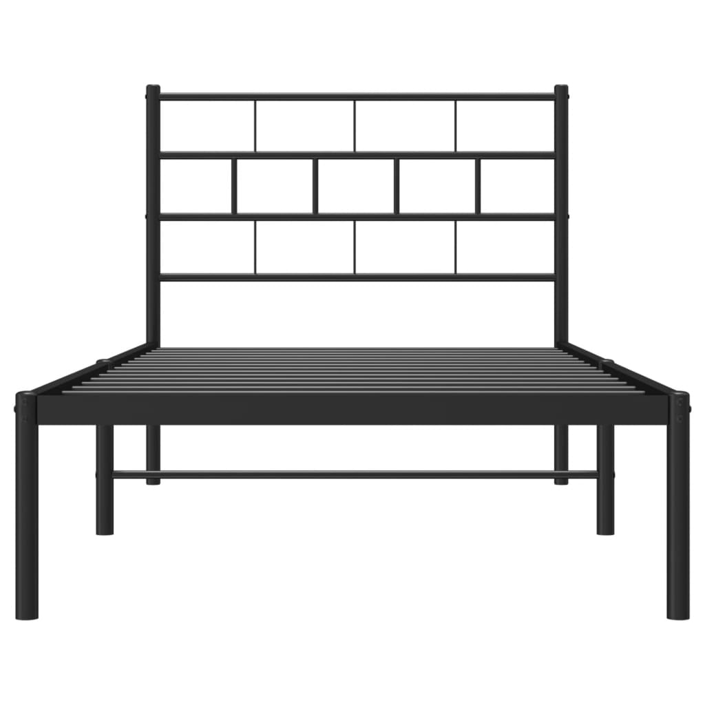 Giroletto con Testiera in Metallo Nero 75x190 cm