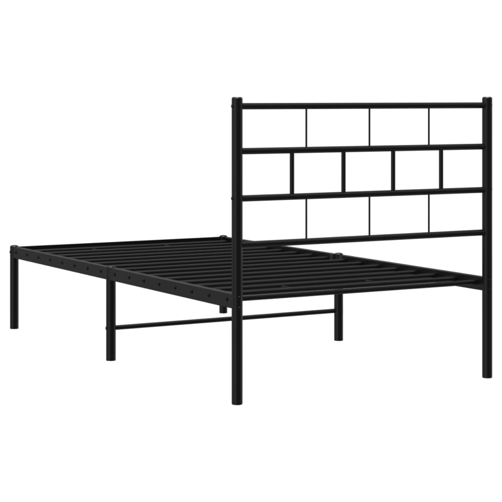Giroletto con Testiera in Metallo Nero 75x190 cm