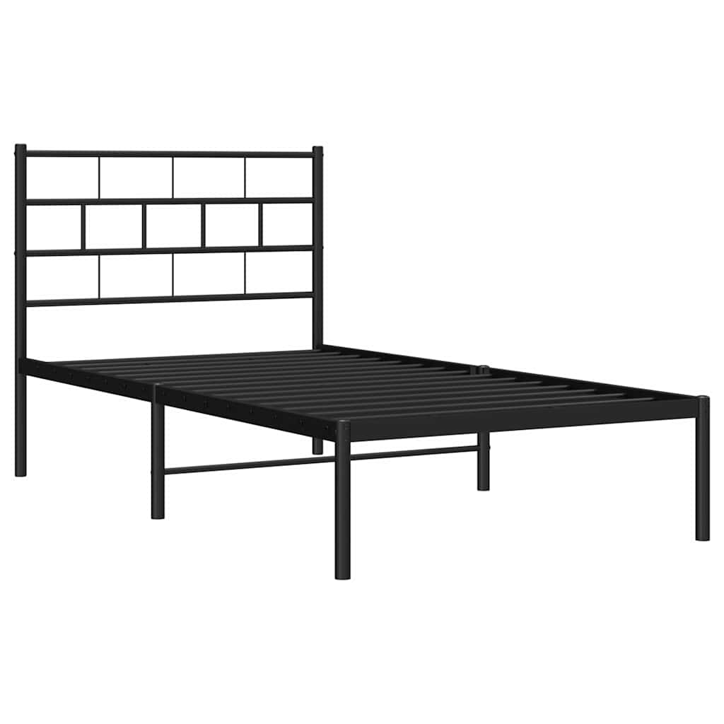 Giroletto con Testiera in Metallo Nero 100x190 cm