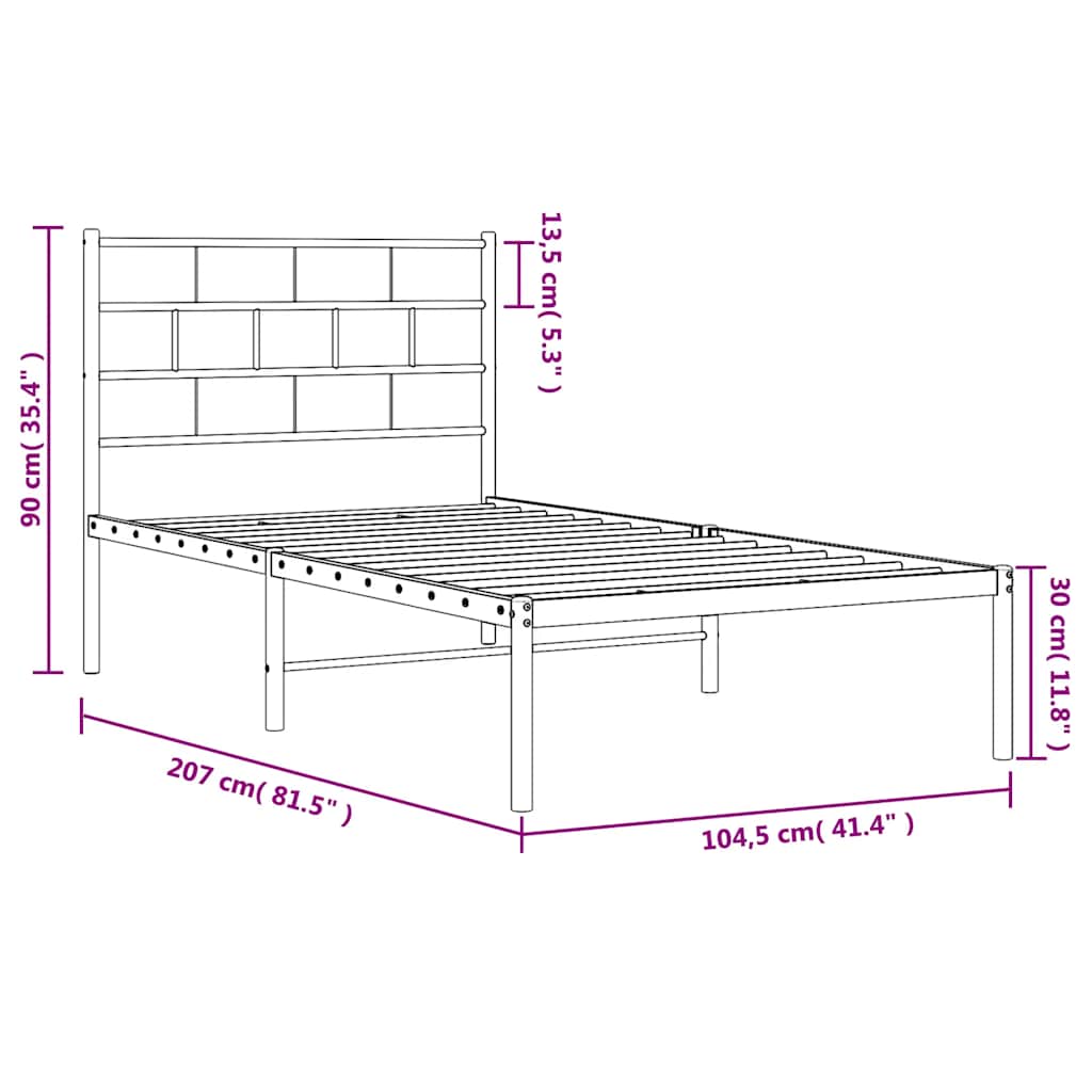 Giroletto con Testiera Metallo Nero 100x200 cm | homemem39