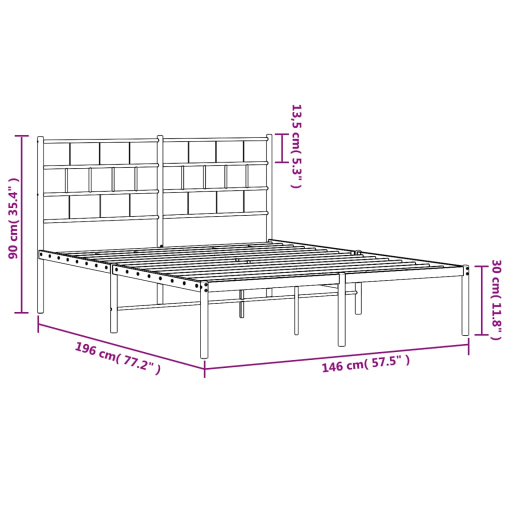 Giroletto con Testiera in Metallo Nero 140x190 cm | homemem39