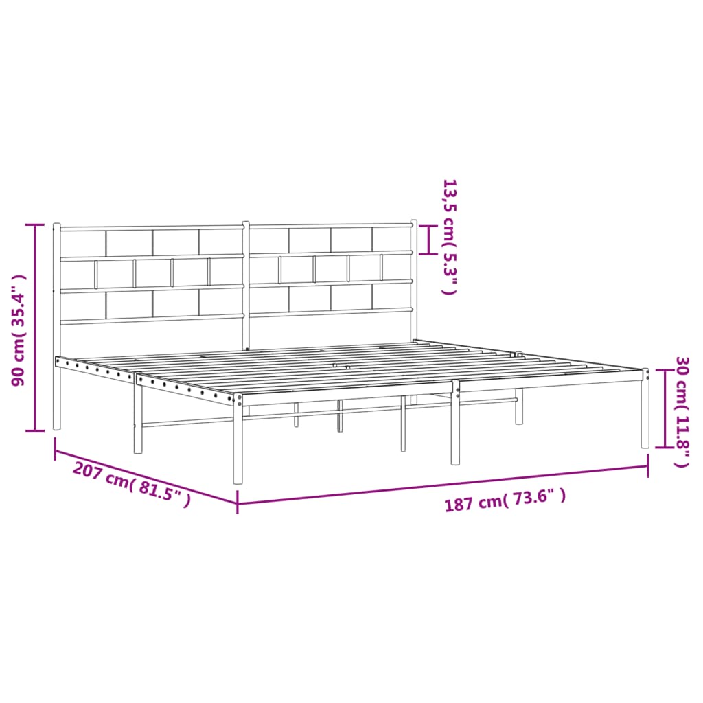Giroletto con Testiera in Metallo Nero 180x200 cm | homemem39