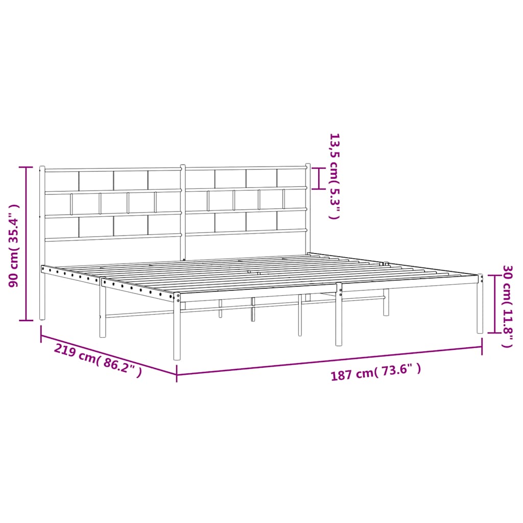Giroletto con Testiera in Metallo Nero 183x213 cm | homemem39