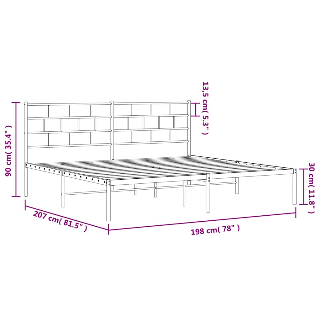 Giroletto con Testiera in Metallo Nero 193x203 cm | homemem39
