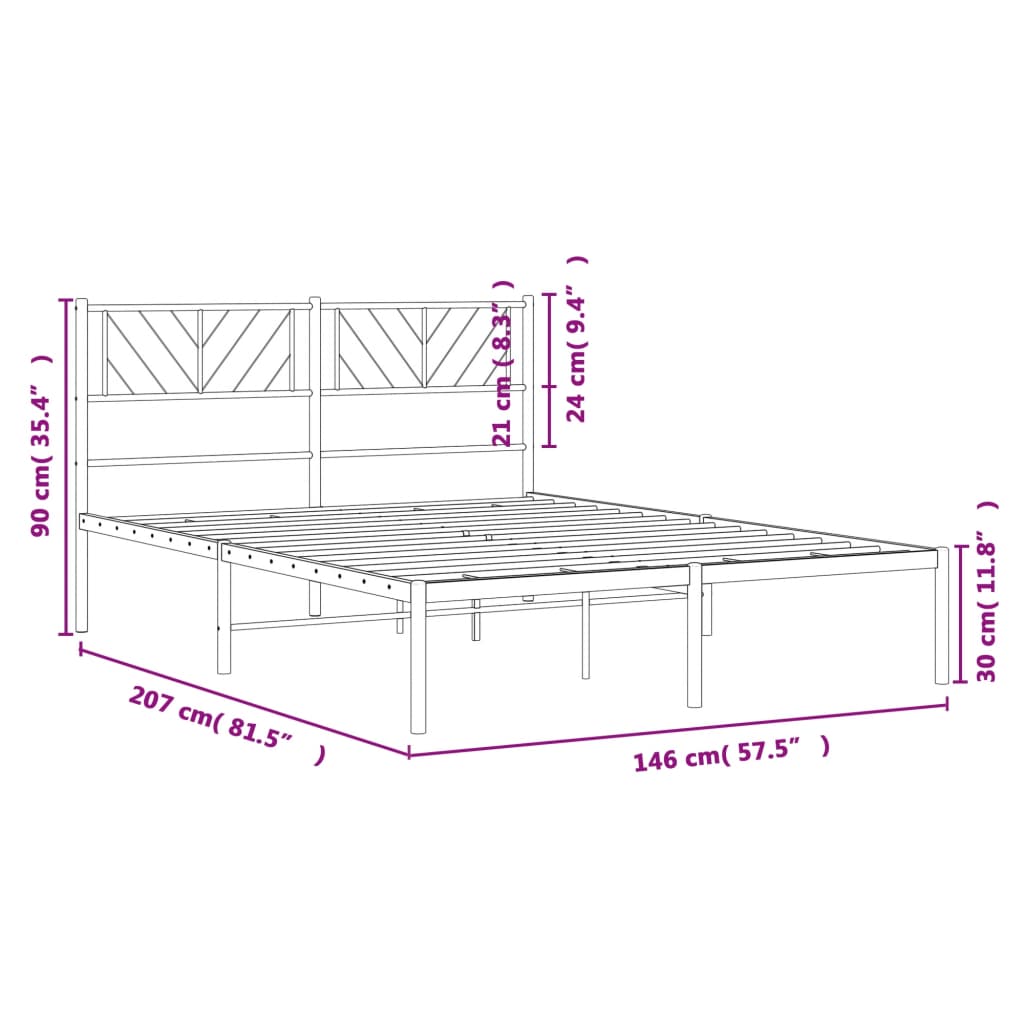 Giroletto con Testiera in Metallo Nero 140x200 cm | homemem39