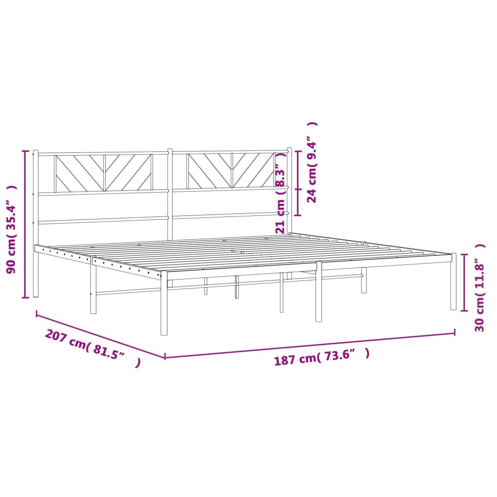 Giroletto con Testiera in Metallo Nero 180x200 cm | homemem39