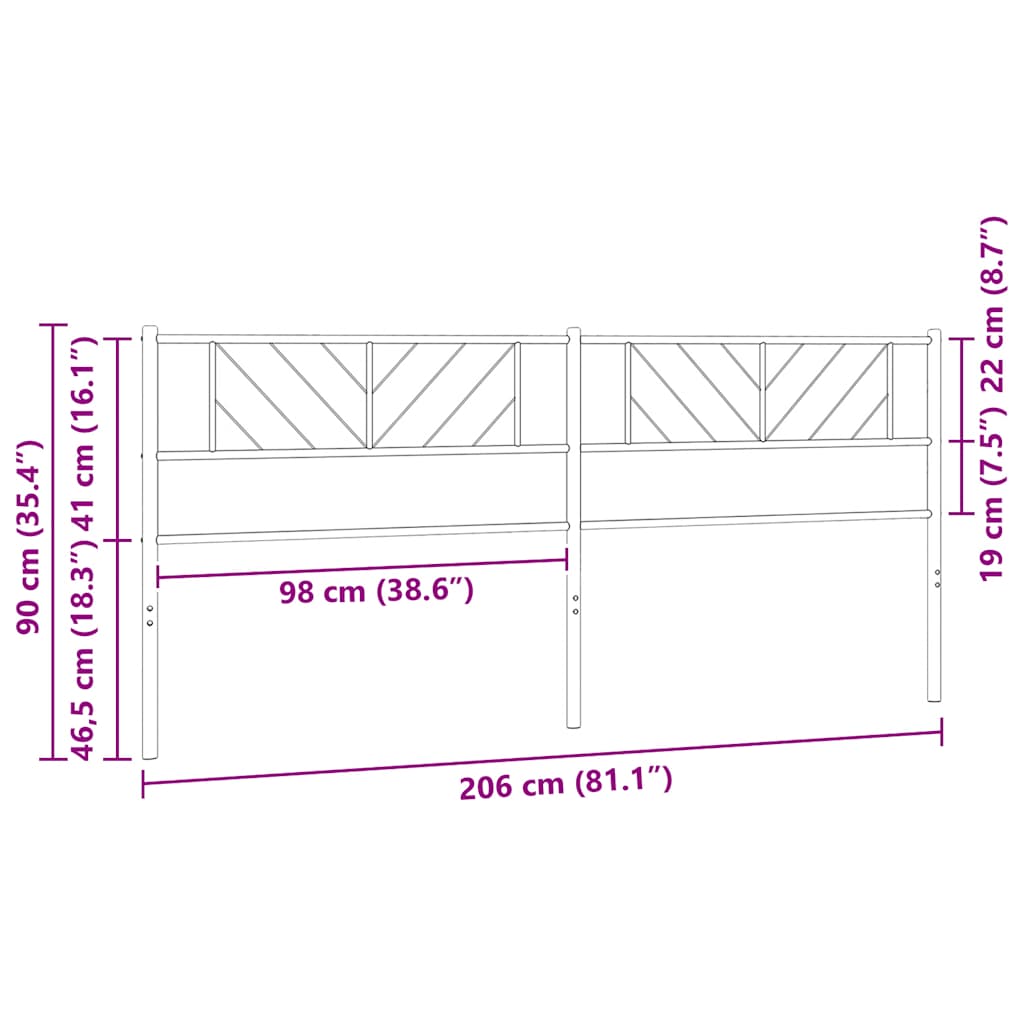 Testiera di Ricambio in Metallo Nero 200 cm | homemem39