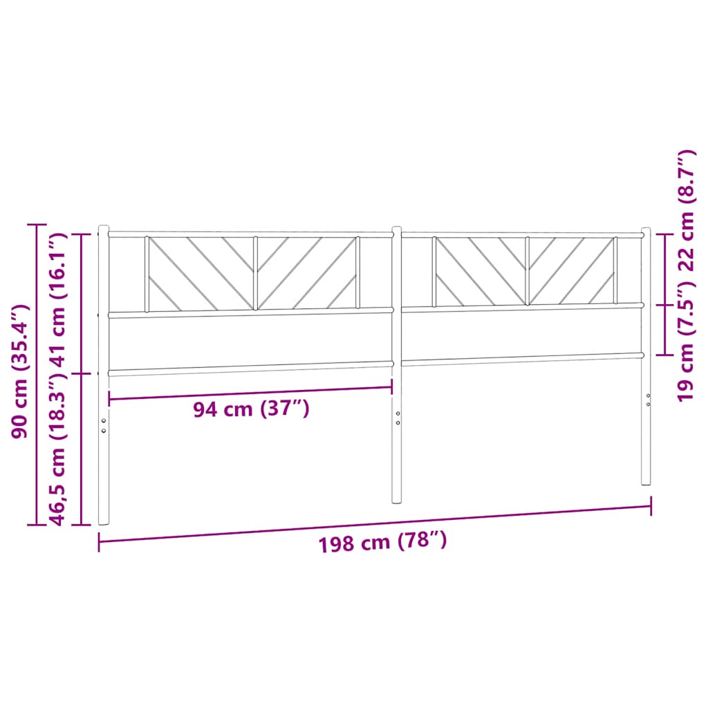 Testiera di Ricambio in Metallo Bianco 193 cm | homemem39