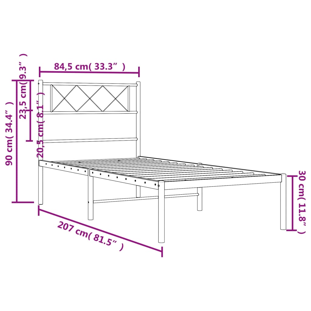 Giroletto con Testiera in Metallo Nero 80x200 cm | homemem39