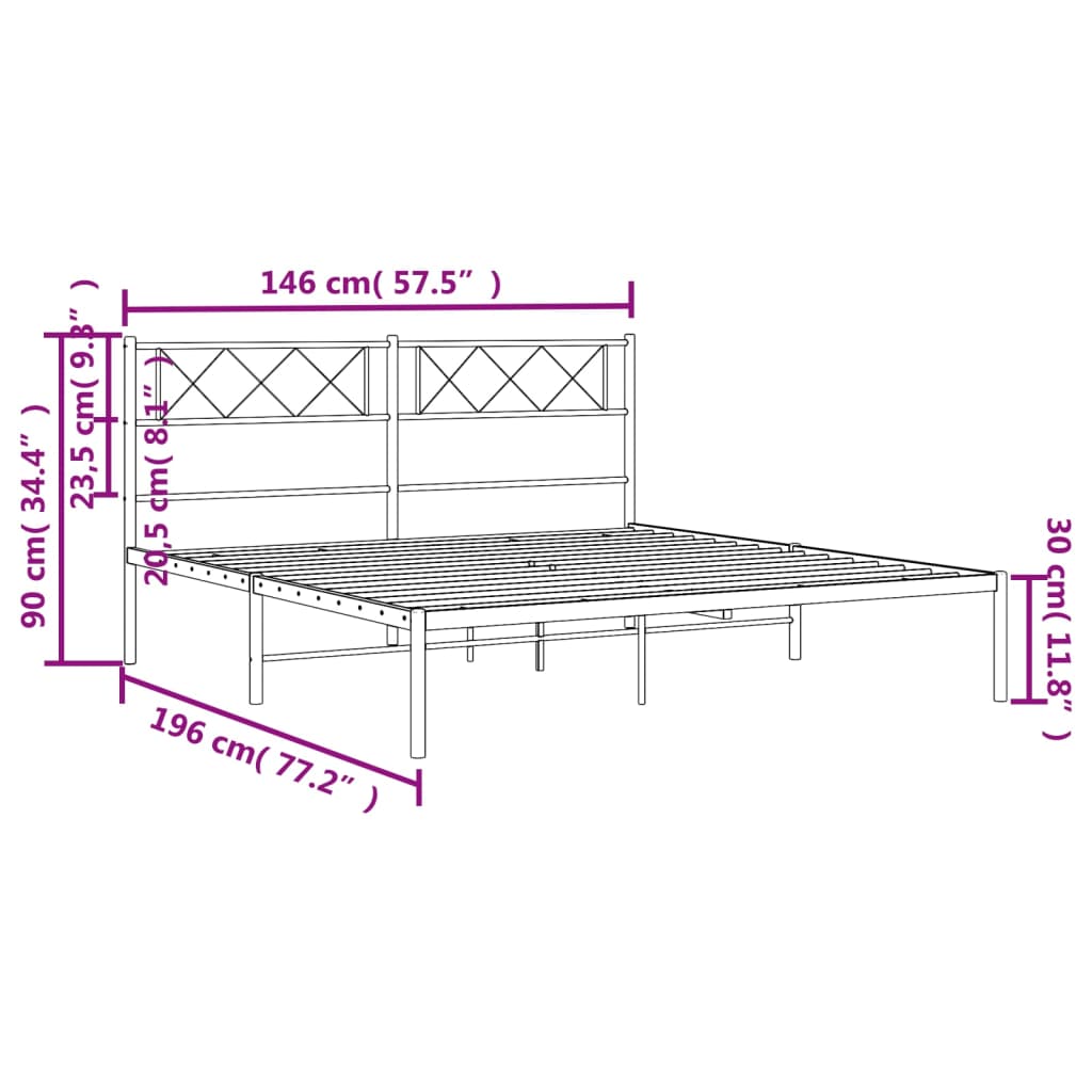 Giroletto con Testiera in Metallo Nero 140x190 cm | homemem39