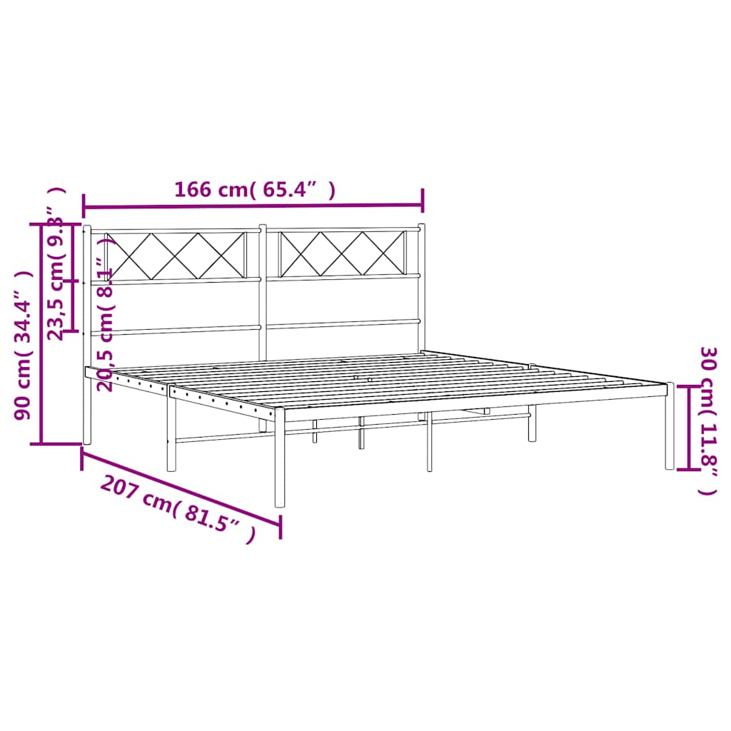 Giroletto con Testiera in Metallo Nero 160x200 cm | homemem39