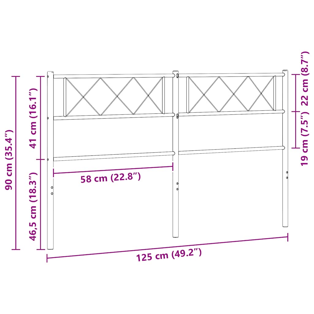 Testiera di Ricambio in Metallo Nero 120 cm | homemem39
