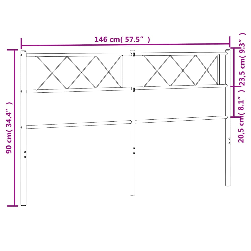 Testiera in Metallo Nero 140 cm