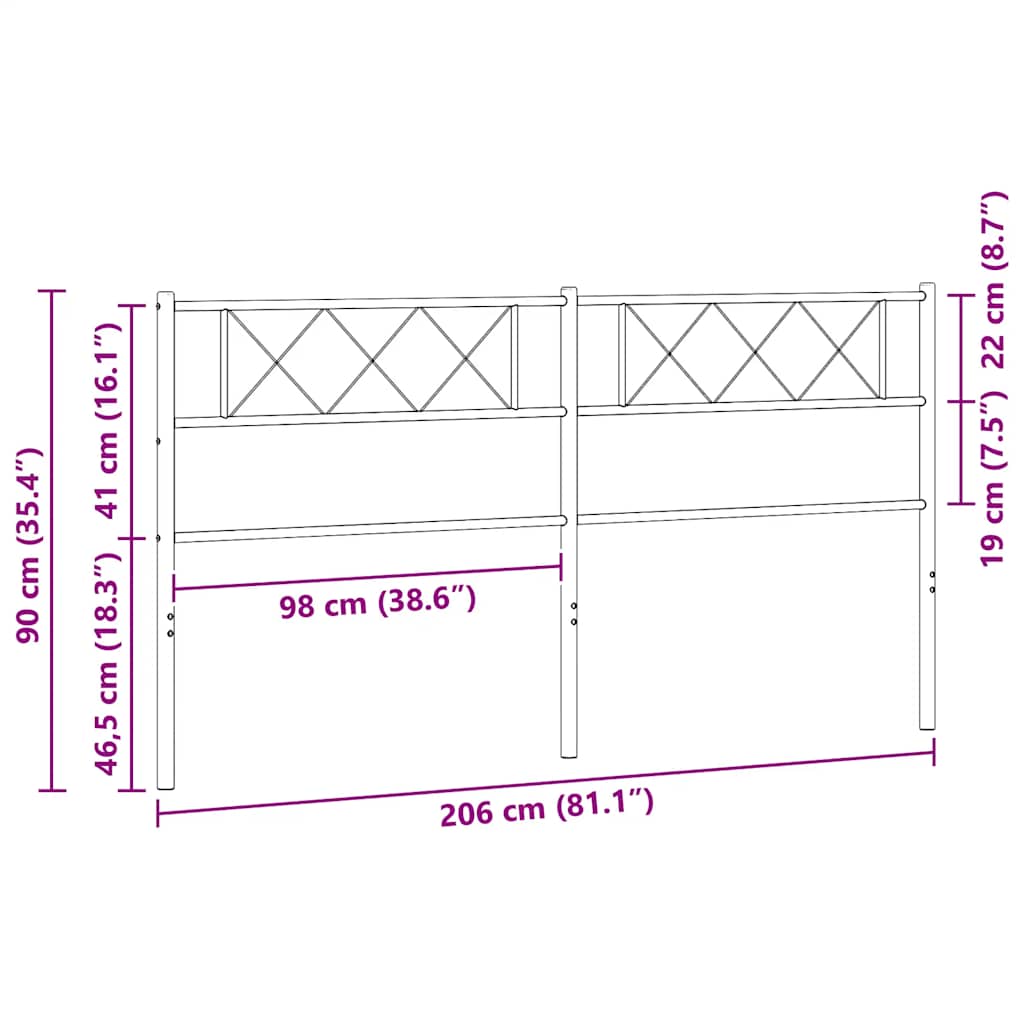 Testiera di Ricambio in Metallo Nero 200 cm | homemem39