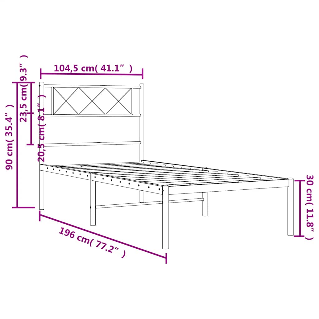 Giroletto con Testiera Metallo Bianco 100x190 cm | homemem39