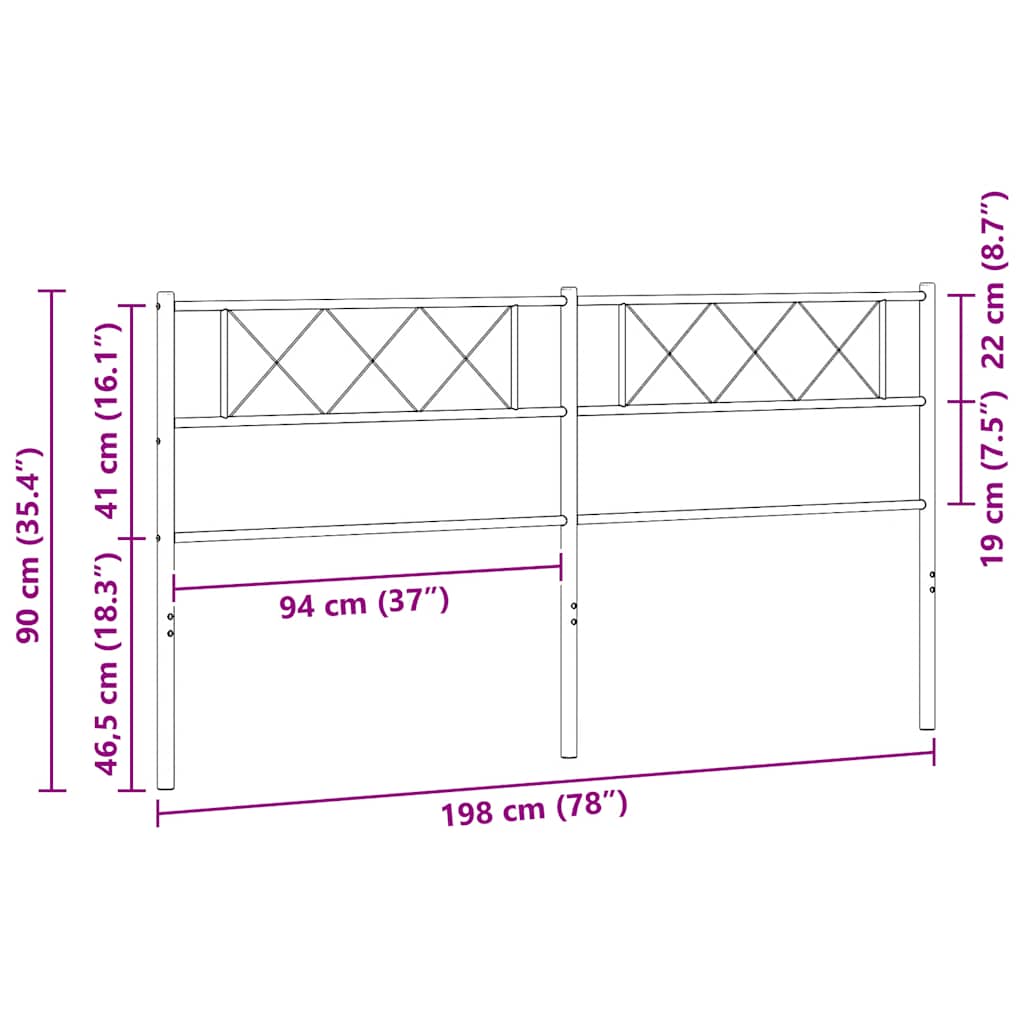 Testiera di Ricambio in Metallo Bianco 193 cm | homemem39