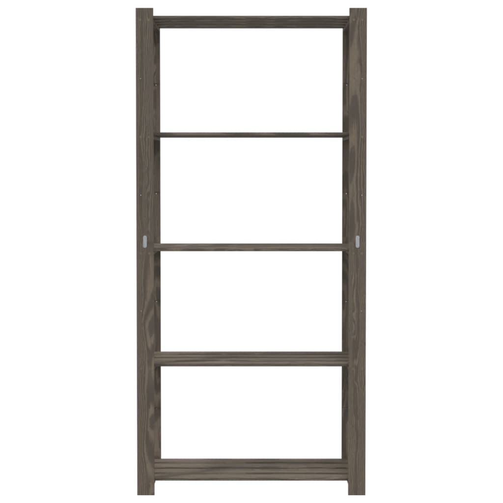 Scaffale a 5 Livelli Grigio 80x38x170 cm in Legno di Pino - homemem39