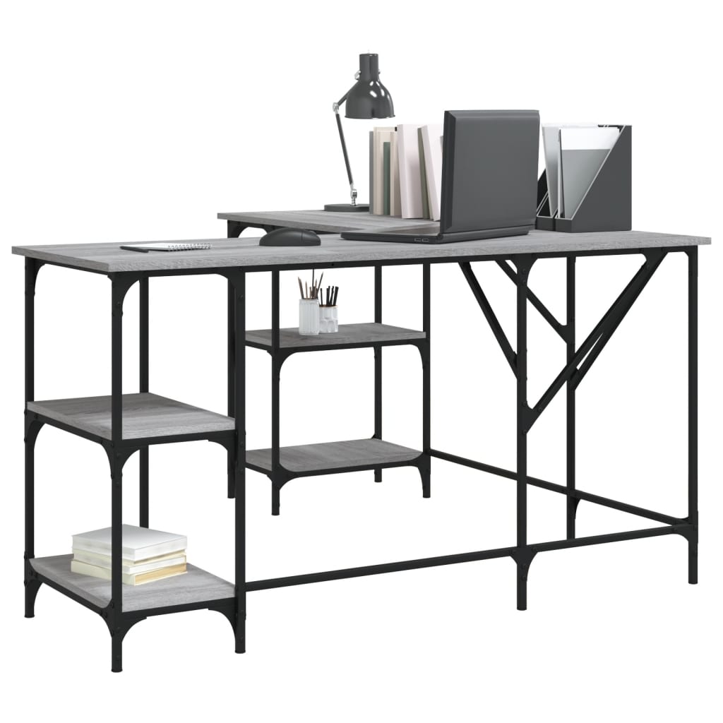 Scrivania Grigio Sonoma 139x139x75 cm in Legno Multistrato - homemem39