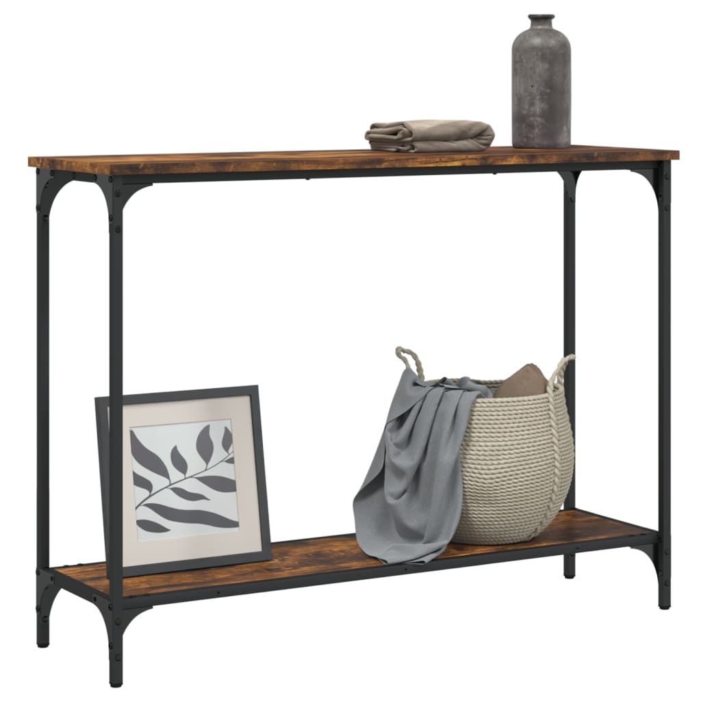 Tavolino Consolle Rovere Fumo 101x30,5x75 cm Legno Multistrato - homemem39