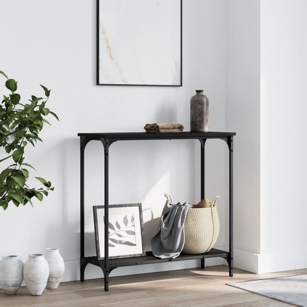 Tavolino Consolle Nero 75x30,5x75 cm in Legno Multistrato - homemem39