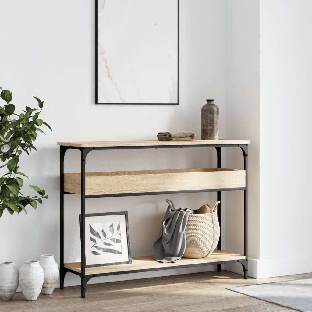 Tavolo Consolle Ripiano Rovere Sonoma 100x29x75cm Multistrato - homemem39
