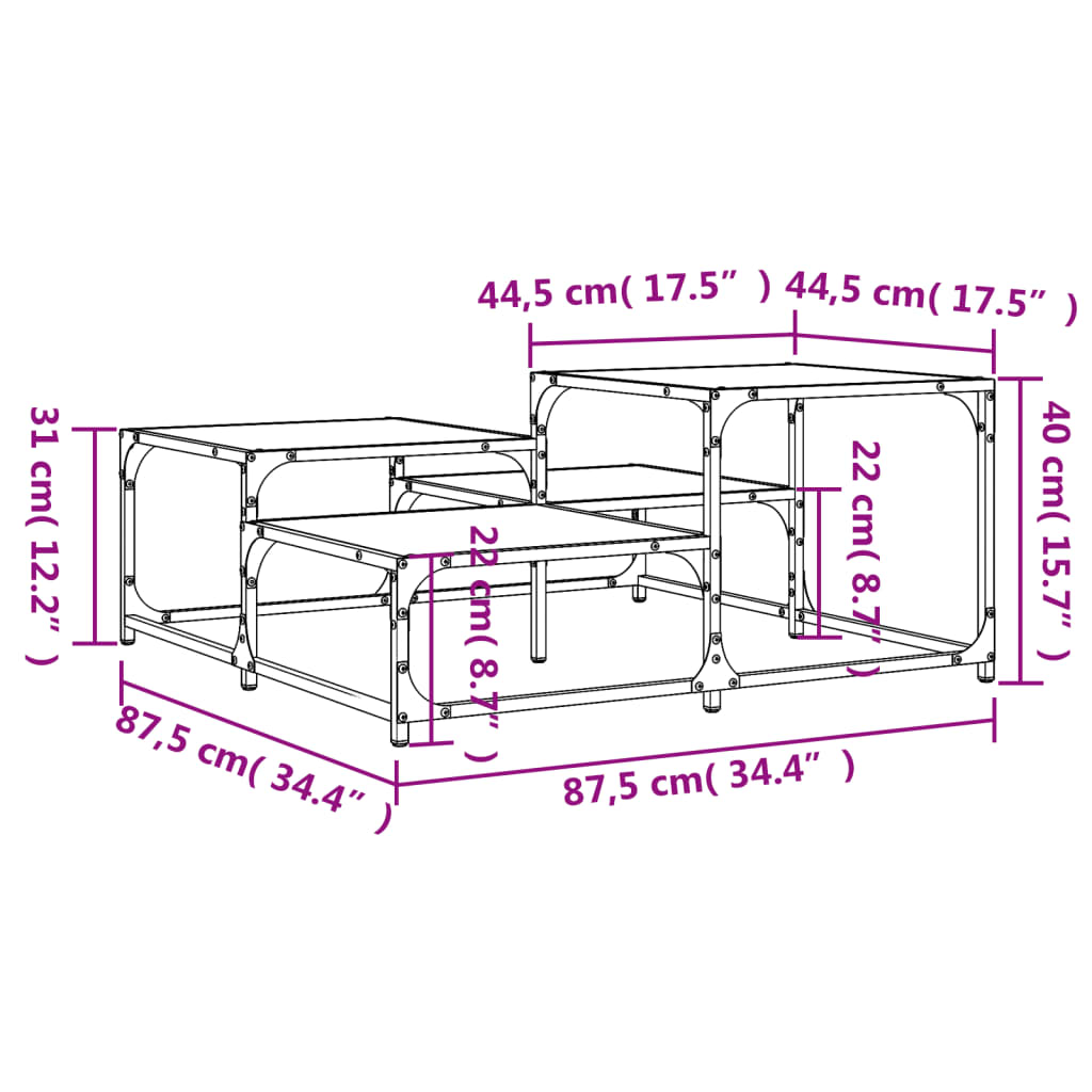 Tavolino Salotto Rovere Fumo 87,5x87,5x40 cm Legno Multistrato | homemem39