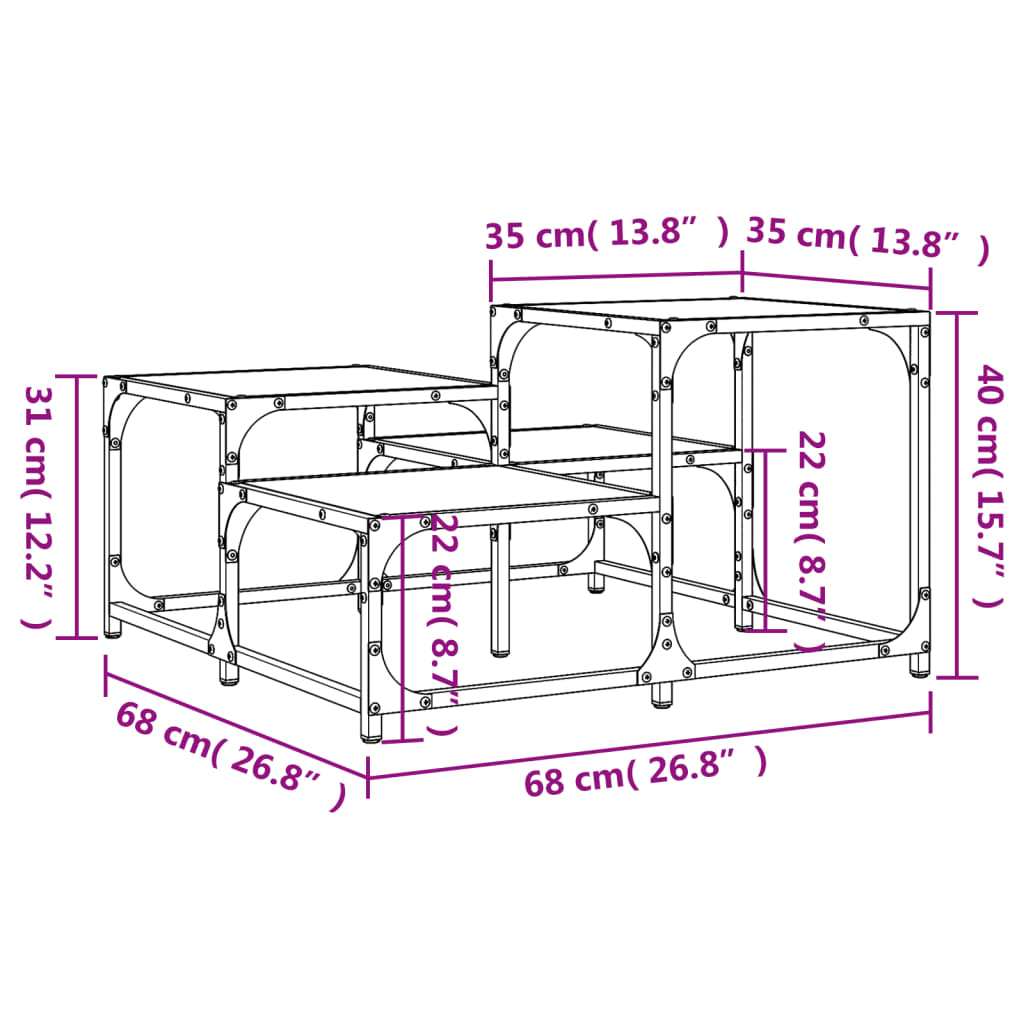 Tavolino da Salotto Rovere Marrone 68x68x40cm Legno Multistrato | homemem39