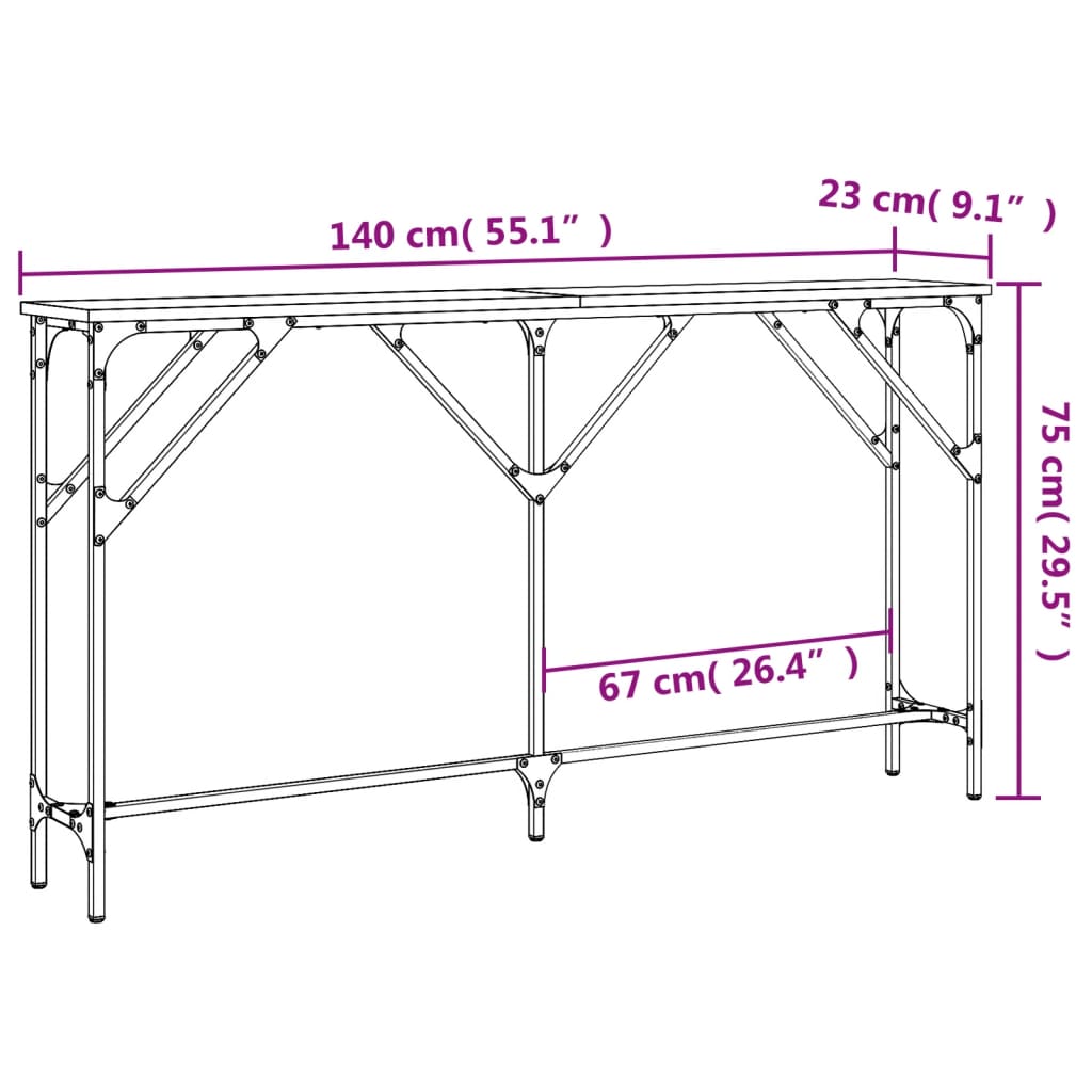 Tavolo Consolle Grigio Sonoma 140x23x75 cm in Legno Multistrato - homemem39