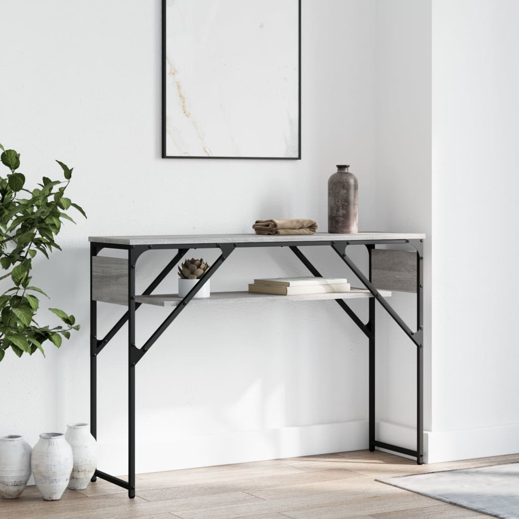 Tavolo Consolle Ripiano Grigio Sonoma 105x30x75cm Multistrato - homemem39