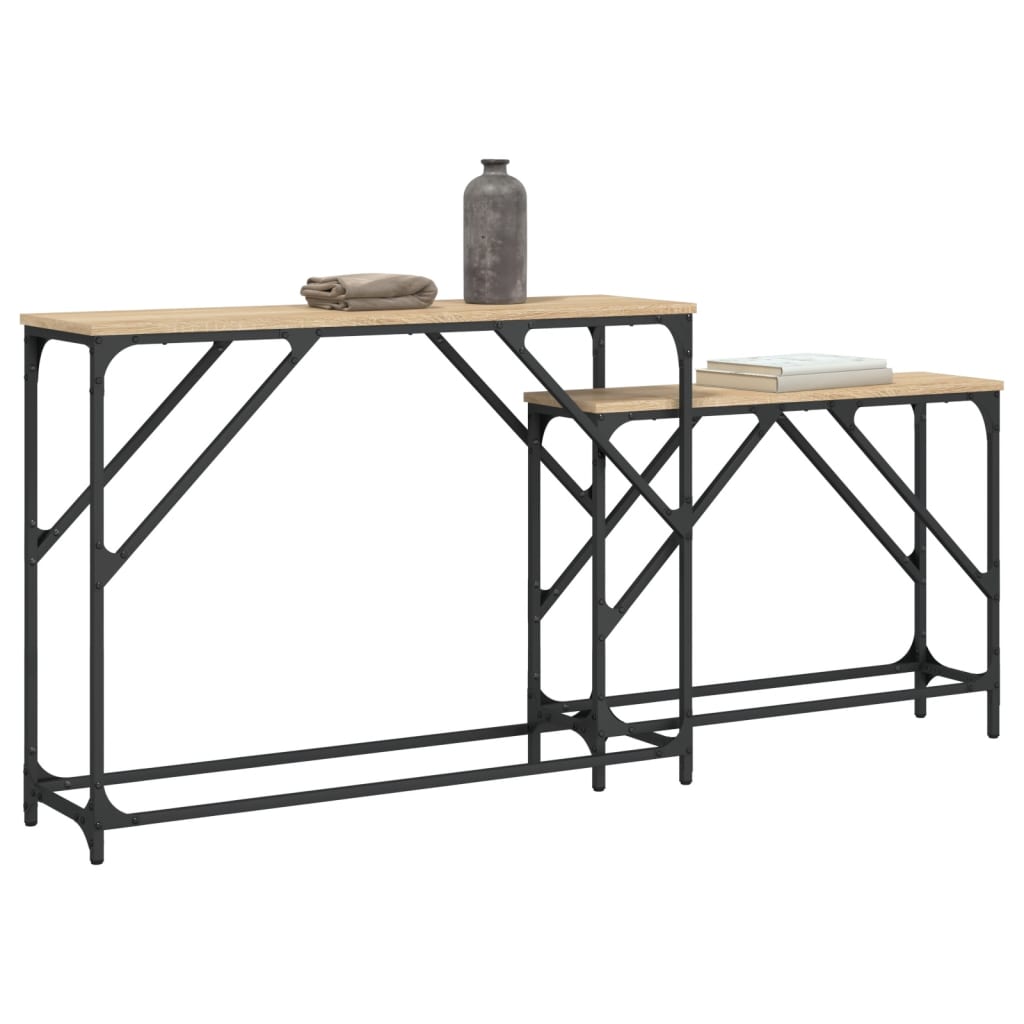 Tavoli Consolle Impilabili 2pz Rovere Sonoma Legno Multistrato - homemem39