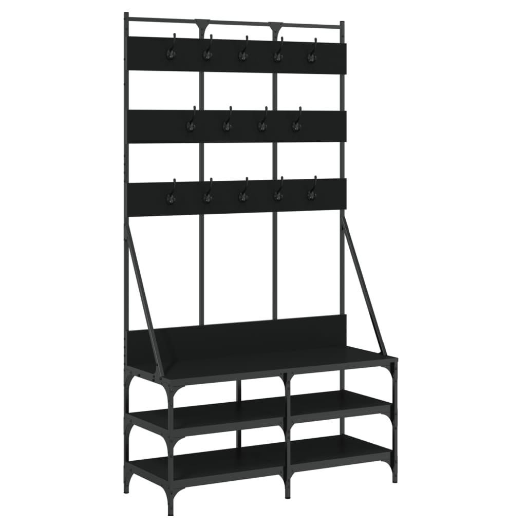 Appendiabiti con Porta Scarpe Nero 100x40x184 cm - homemem39