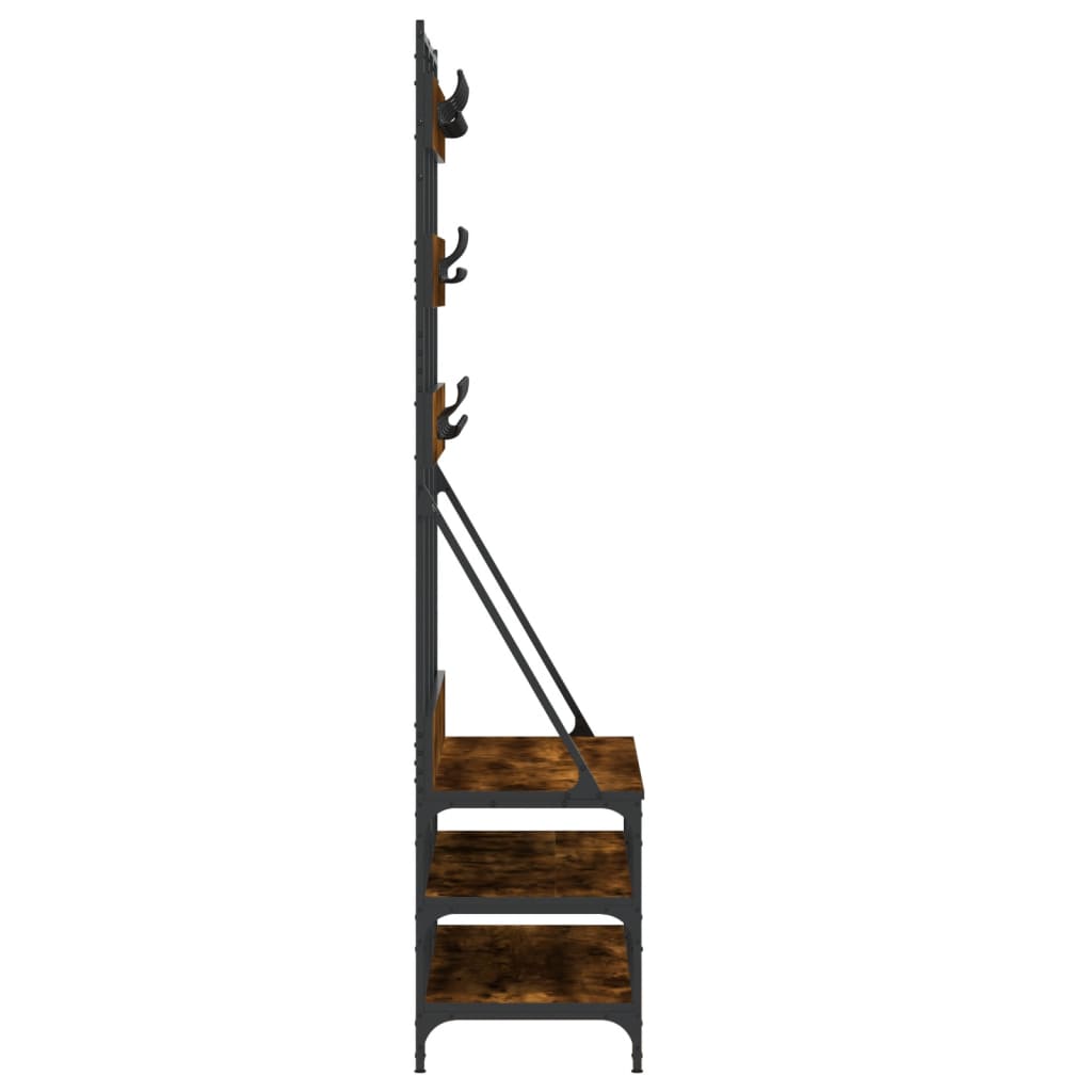 Appendiabiti con Porta Scarpe Rovere Fumo 100x40x184 cm - homemem39