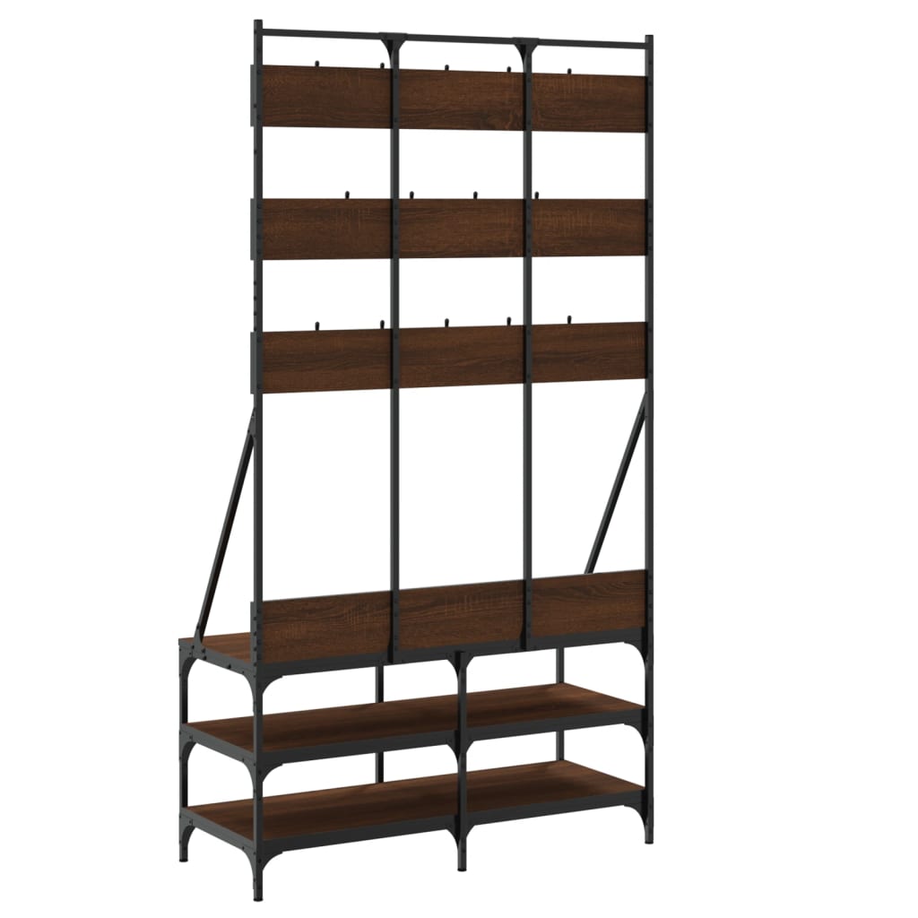 Appendiabiti con Porta Scarpe Rovere Marrone 100x40x184 cm - homemem39