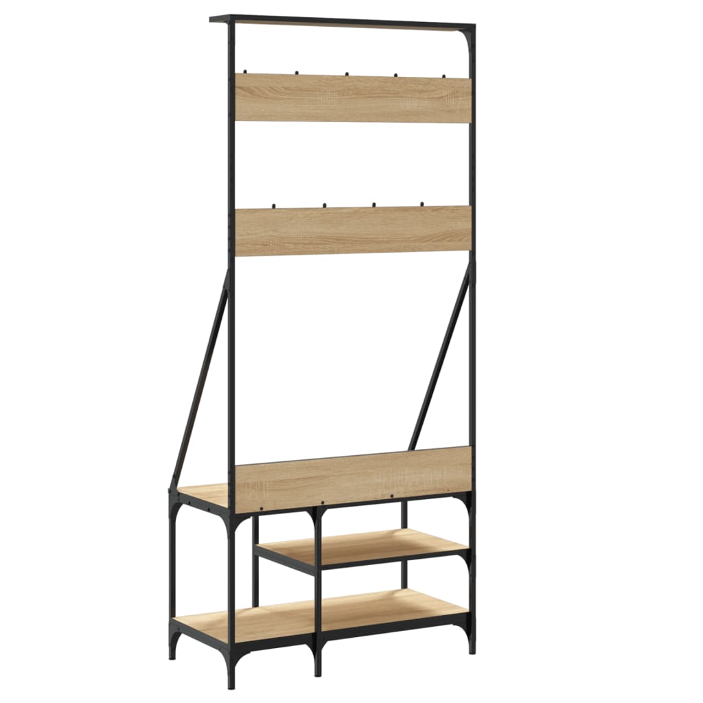 Appendiabiti con Porta Scarpe Rovere Sonoma 80x40x184 cm - homemem39