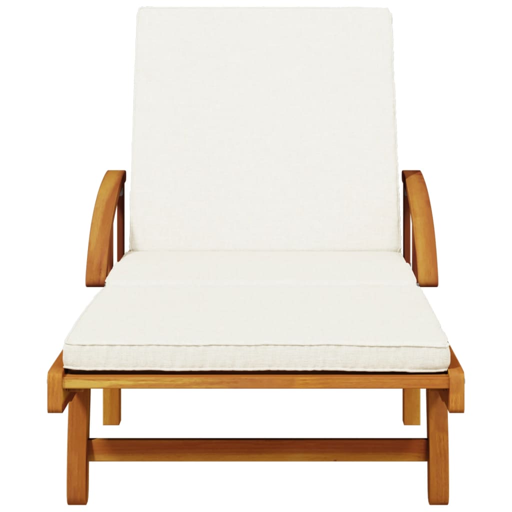 Lettini Prendisole con Tavolino 2pz in Legno Massello di Acacia - homemem39