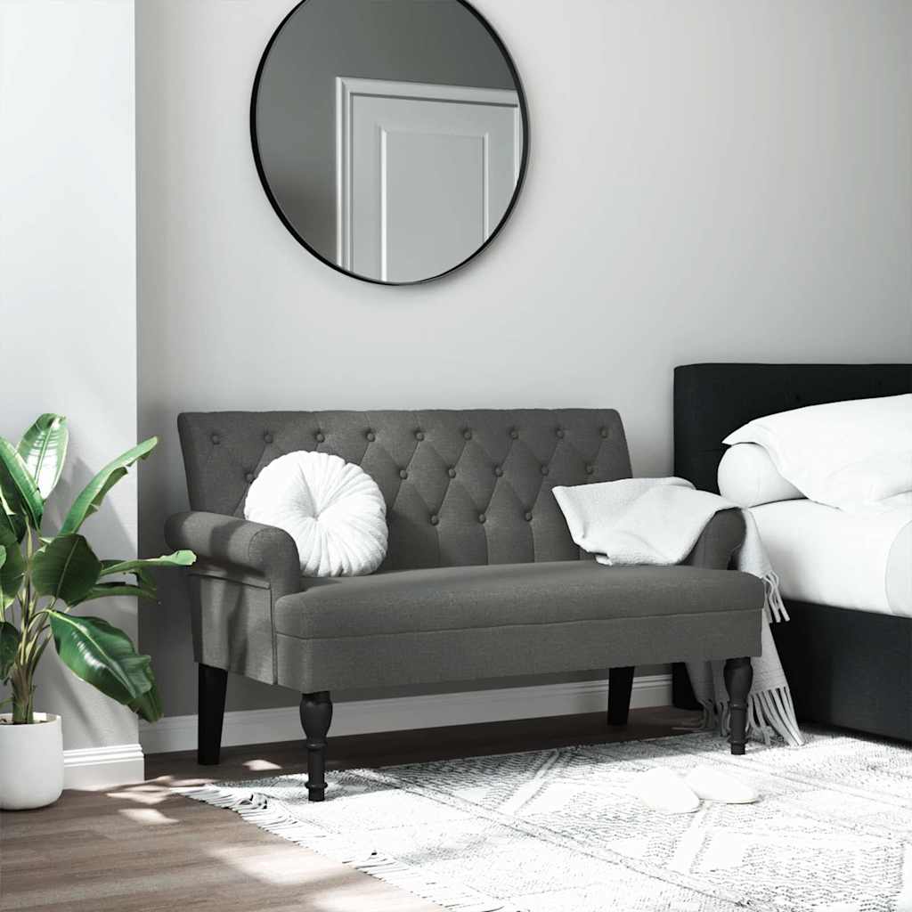 Panca con Schienale Grigio Scuro 120x62x75,5 cm in Tessuto - homemem39
