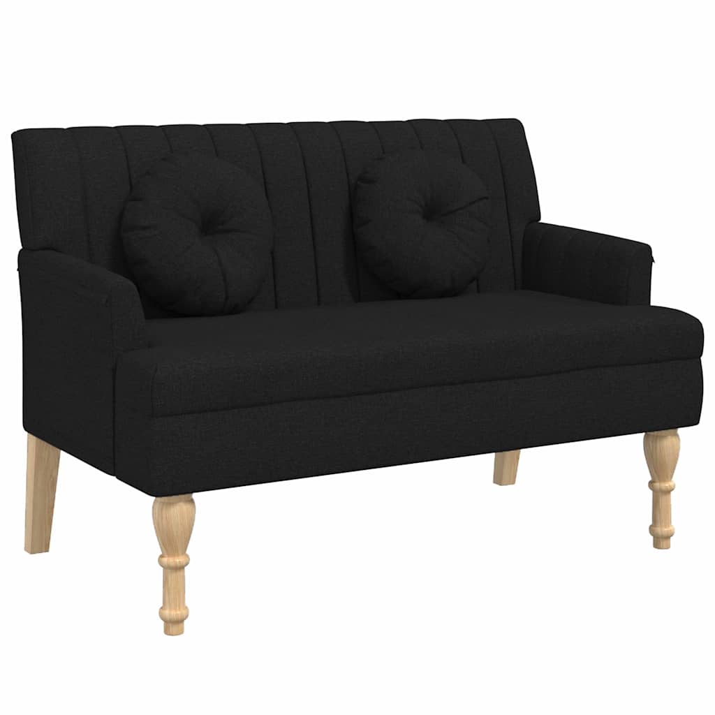 Panca con Cuscini Nera 113x64,5x75,5 cm in Tessuto - homemem39
