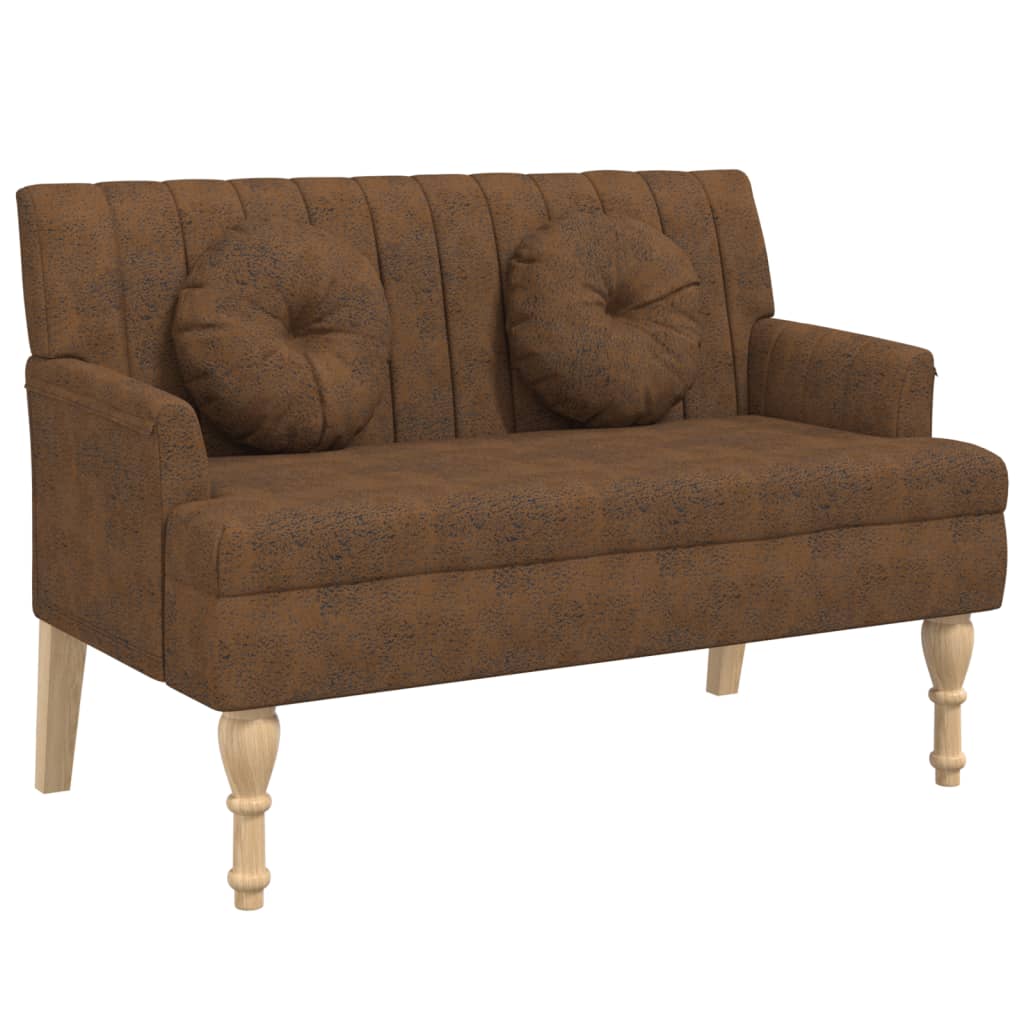 Panca con Cuscini Marrone 113x64,5x75,5 cm in Scamosciato - homemem39