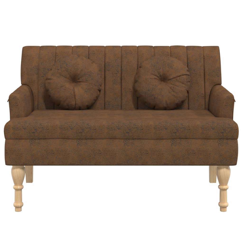 Panca con Cuscini Marrone 113x64,5x75,5 cm in Scamosciato - homemem39