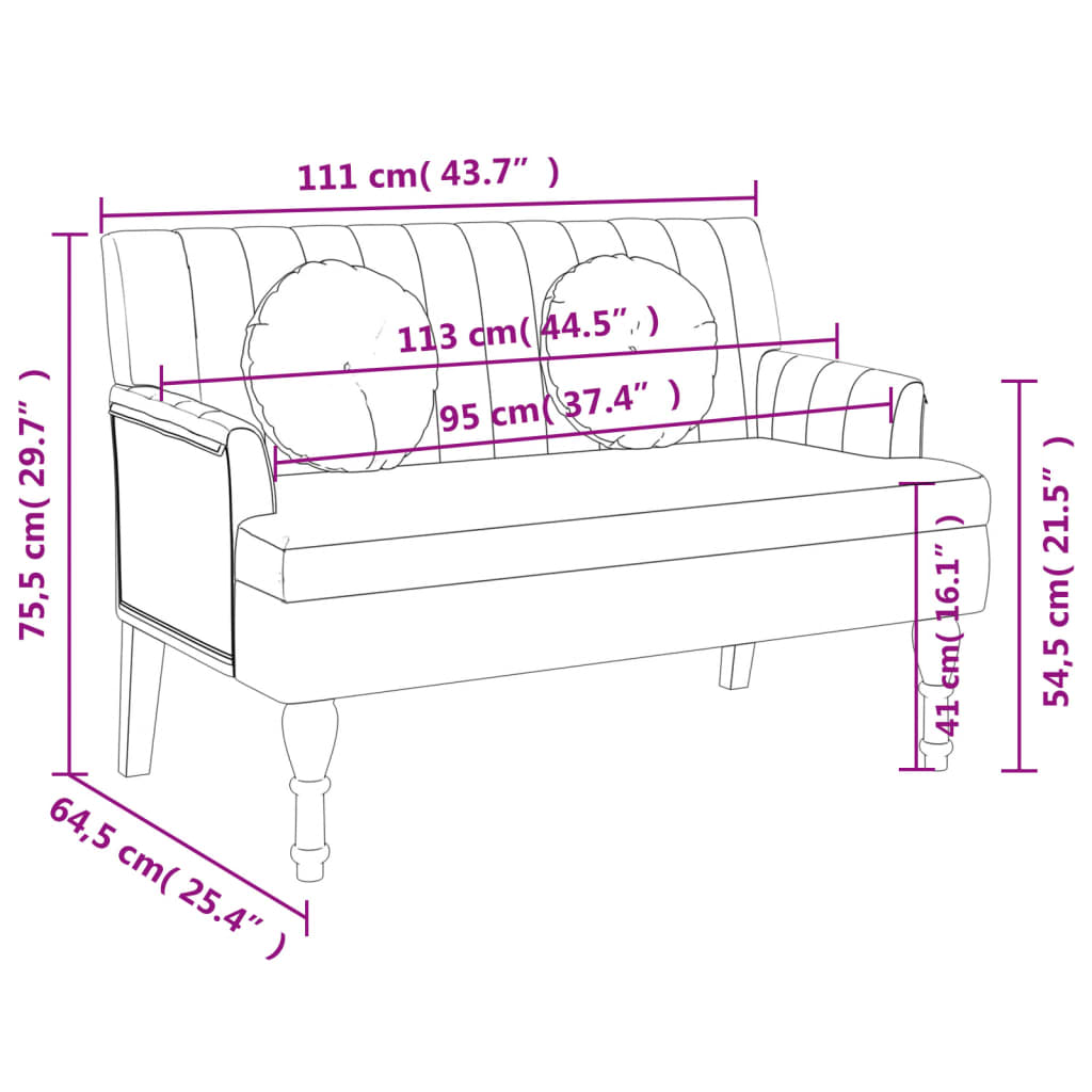 Panca con Cuscini Marrone 113x64,5x75,5 cm in Scamosciato - homemem39