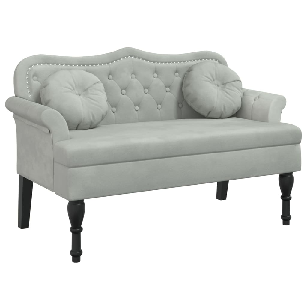 Panca con Cuscini Grigio Chiaro 120,5x65x75 cm in Velluto - homemem39