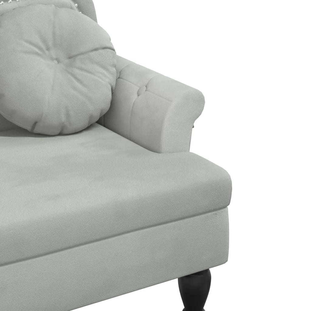 Panca con Cuscini Grigio Chiaro 120,5x65x75 cm in Velluto - homemem39