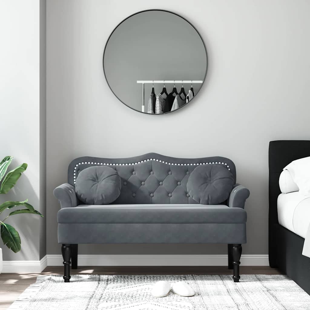 Panca con Cuscini Grigio Scuro 120,5x65x75 cm in Velluto - homemem39